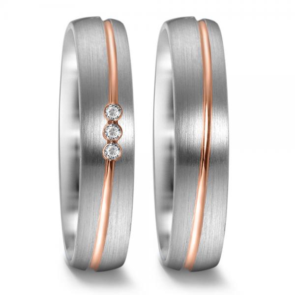 Weidner Trauringe Weiss-Rotgold 62066 + 72066